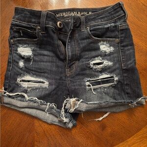 American Eagle Outfitters Dark Wash Ripped Denim Shorts